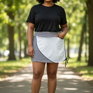 Swingdish Black and White Striped Skort